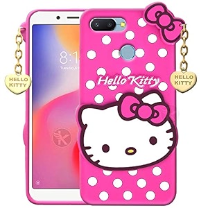 clickaway hello kitty case compatible with redmi 6 -  3d cute  soft silicone rubber back cover with pendant compatible for redmi 6 -pink please check your phone model before buying