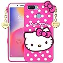 ClickAway ?Hello Kitty Case Compatible with Redmi 6 - | 3D Cute | Soft Silicone Rubber Back Cover with Pendant Compatible for Redmi 6 -Pink (Please Check Your Phone Model Before Buying