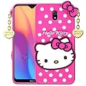 ClickAway Hello Kitty Case Compatible with Redmi 8a - | 3D Cute | Soft Silicone Rubber Back Cover with Pendant Compatible for Redmi 8a -Pink (Please Check Your Phone Model Before Buying