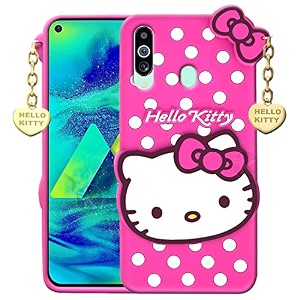 clickaway hello kitty case compatible with samsung galaxy a60 -  3d cute  soft silicone rubber back cover with pendant compatible for samsung galaxy a60 -pink please check your phone model before buying