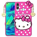 ClickAway Hello Kitty Case Compatible with Samsung Galaxy A60 - | 3D Cute | Soft Silicone Rubber Back Cover with Pendant Compatible for Samsung Galaxy A60 -Pink (Please check your phone model before buying
