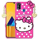 ClickAway Hello Kitty Case Compatible with Samsung Galaxy M21 - | 3D Cute | Soft Silicone Rubber Back Cover with Pendant Compatible for Samsung Galaxy M21 -Pink (Please check your phone model before buying