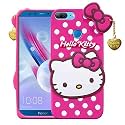 ClickAway Hello Kitty Case for Huawei Honor 9N |3D Soft Cute Cover for Girls/Women |Silicone Rubber Back Cover with Pendant-Baby Pink/Pink (Please Check Your Phone Model Before Buying