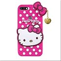 ClickAway Hello Kitty Case for Huawei Honor 7A |3D Soft Cute Cover for Girls/Women |Silicone Rubber Back Cover with Pendant-Baby Pink/Pink (Please Check Your Phone Model Before Buying