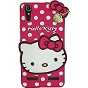ClickAway Hello Kitty Case for Lenovo A6000/A6000 Plus |3D Soft Cute Cover for Girls/Women |Silicone Rubber Back Cover with Pendant-Baby Pink/Pink (Please Check Your Phone Model Before Buying