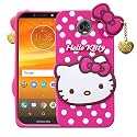 ClickAway Hello Kitty Case for Motorola Moto E5 Plus |3D Soft Cute Cover for Girls/Women |Silicone Rubber Back Cover with Pendant-Baby Pink/Pink (Please Check Your Phone Model Before Buying