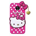 ClickAway Hello Kitty Case for Motorola Moto E4 Plus |3D Soft Cute Cover for Girls/Women |Silicone Rubber Back Cover with Pendant-Baby Pink/Pink (Please Check Your Phone Model Before Buying