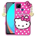 Hello Kitty Case for Oppo A15 |3D Soft Cute Cover for Girls/Women |Silicone Rubber Back Cover with Pendant-Baby Pink/Pink (Please Check Your Phone Model Before Buying