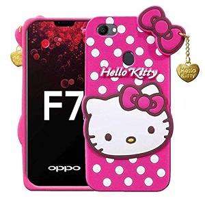 clickaway hello kitty case for oppo f7 3d soft cute cover for girlswomen silicone rubber back cover with pendant-baby pinkpink please check your phone model before buying