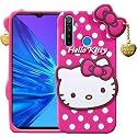 ClickAway Hello Kitty Case for Realme 6i |3D Soft Cute Cover for Girls/Women |Silicone Rubber Back Cover with Pendant-Baby Pink/Pink (Please Check Your Phone Model Before Buying