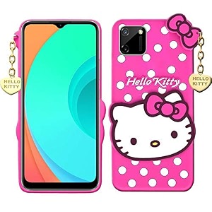 hello kitty case for realme c20 3d soft cute cover for girlswomen silicone rubber back cover with pendant-baby pinkpink please check your phone model before buying