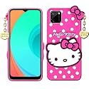 Hello Kitty Case for Realme C20 |3D Soft Cute Cover for Girls/Women |Silicone Rubber Back Cover with Pendant-Baby Pink/Pink (Please Check Your Phone Model Before Buying
