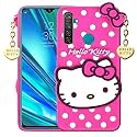 Hello Kitty Case for Realme XT |3D Soft Cute Cover for Girls/Women |Silicone Rubber Back Cover with Pendant-Baby Pink/Pink (Please Check Your Phone Model Before Buying