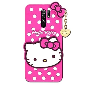 clickaway hello kitty case for redmi 9 prime 3d soft cute cover for girlswomen silicone rubber back cover with pendant-baby pinkpink please check your phone model before buying