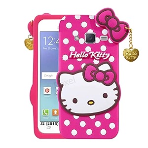 clickaway hello kitty case for samsung galax j2 3d soft cute cover for girlswomen silicone rubber back cover with pendant-baby pinkpink please check your phone model before buying