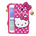 ClickAway Hello Kitty Case for Samsung Galax J2 |3D Soft Cute Cover for Girls/Women |Silicone Rubber Back Cover with Pendant-Baby Pink/Pink (Please Check Your Phone Model Before Buying
