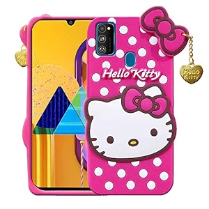 clickaway hello kitty case for samsung galaxy a31 3d soft cute cover for girlswomen silicone rubber back cover with pendant-baby pinkpink please check your phone model before buying