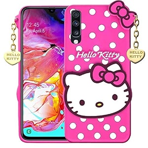clickaway hello kitty case for samsung galaxy a70s 3d soft cute cover for girlswomen silicone rubber back cover with pendant-baby pinkpink please check your phone model before buying