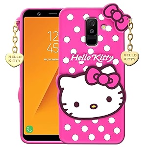 clickaway hello kitty case for samsung galaxy a6 plus 2018 3d soft cute cover for girlswomen silicone rubber back cover with pendant-baby pinkpink please check your phone model before buying