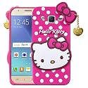 ClickAway Hello Kitty Case for Samsung Galaxy On8 |3D Soft Cute Cover for Girls/Women |Silicone Rubber Back Cover with Pendant-Baby Pink/Pink (Please Check Your Phone Model Before Buying