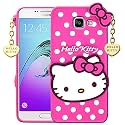 ClickAway Hello Kitty Case for Samsung Galaxy On Max |3D Soft Cute Cover for Girls/Women |Silicone Rubber Back Cover with Pendant-Baby Pink/Pink (Please Check Your Phone Model Before Buying