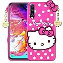 ClickAway Hello Kitty Case for Samsung Galaxy A70s |3D Soft Cute Cover for Girls/Women |Silicone Rubber Back Cover with Pendant-Baby Pink/Pink (Please Check Your Phone Model Before Buying
