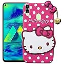 ClickAway Hello Kitty Case for Samsung Galaxy M30 |3D Soft Cute Cover for Girls/Women |Silicone Rubber Back Cover with Pendant-Baby Pink/Pink (Please Check Your Phone Model Before Buying