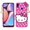Hello Kitty Case for Samsung Galaxy A10s |3D Soft Cute Cover for Girls/Women |Silicone Rubber Back Cover with Pendant-Baby Pink/Pink (Please Check Your Phone Model Before Buying