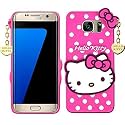 ClickAway Hello Kitty Case for Samsung Galaxy S6 Edge |3D Soft Cute Cover for Girls/Women |Silicone Rubber Back Cover with Pendant-Baby Pink/Pink (Please Check Your Phone Model Before Buying