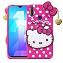 ClickAway Hello Kitty Case for Vivo S1 Pro |3D Soft Cute Cover for Girls/Women |Silicone Rubber Back Cover with Pendant-Baby Pink/Pink (Please Check Your Phone Model Before Buying