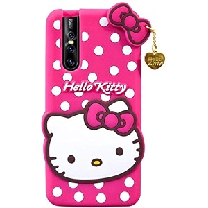 clickaway hello kitty case for vivo v15 pro 3d soft cute cover for girlswomen silicone rubber back cover with pendant-baby pinkpink please check your phone model before buying