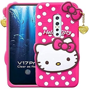 clickaway hello kitty case for vivo v17 pro 3d soft cute cover for girlswomen silicone rubber back cover with pendant-baby pinkpink please check your phone model before buying