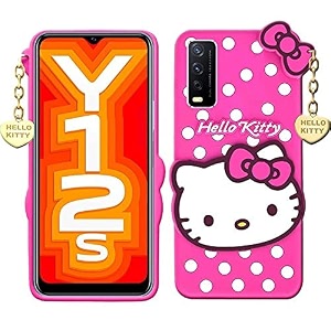 clickaway hello kitty case for vivo y12s 3d soft cute cover for girlswomen silicone rubber back cover with pendant-baby pinkpink please check your phone model before buying