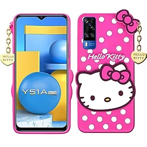 clickaway hello kitty case for vivo y51a 3d soft cute cover for girlswomen silicone rubber back cover with pendant-baby pinkpink please check your phone model before buying