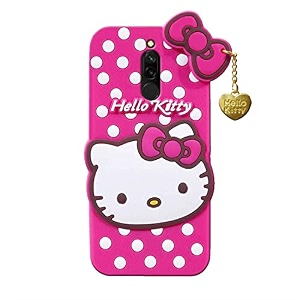 clickaway hello kitty case for xiaomi redmi 8 3d soft cute cover for girlswomen silicone rubber back cover with pendant-baby pinkpink please check your phone model before buying