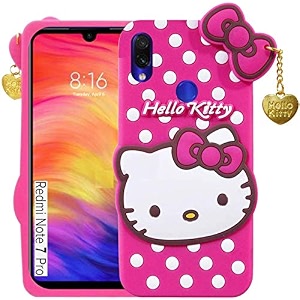 clickaway hello kitty case for xiaomi redmi note 7 pro 3d soft cute cover for girlswomen silicone rubber back cover with pendant-baby pinkpink please check your phone model before buying