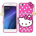 ClickAway Hello Kitty Case for Xiaomi Redmi 4A |3D Soft Cute Cover for Girls/Women |Silicone Rubber Back Cover with Pendant-Baby Pink/Pink (Please Check Your Phone Model Before Buying