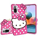 ClickAway Hello Kitty Case for Xiaomi Redmi Note 10 Pro Max |3D Soft Cute Cover for Girls/Women |Silicone Rubber Back Cover with Pendant-Baby Pink/Pink (Please Check Your Phone Model Before Buying