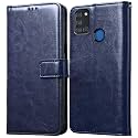 Leather Back Finish Flip Case Cover for Samsung Galaxy A21s | Wallet Style | Inbuilt Stand &amp; Inside Pockets | Magnetic Closure | Shockproof 360 Degree Protection (Blue) CA982 (Please check your phone model before buying