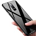 ClickAway One Plus 6 Glass Case, Luxurious Soft Edge Protective TPU Bumper Stunning Design Glass Back Cover for One Plus 6 -(Black) CA2014 (Please Check Your Phone Model Before Buying