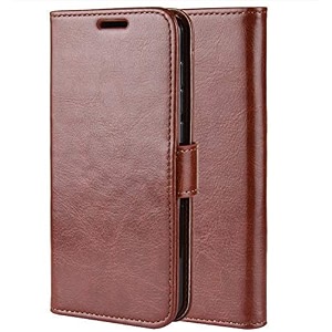 clickaway oneplus 6t leather flip magnetic clouser wallet card holder case cover brown please check your phone model before buying