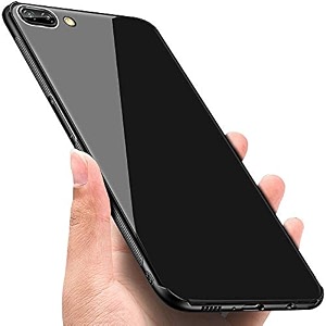 clickaway oppo a1k glass case luxurious soft edge protective tpu bumper stunning design glass back cover for oppo a1k -black ca1000 please check your phone model before buying