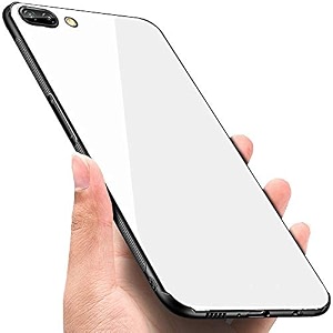 clickaway oppo a3s glass case luxurious soft edge protective tpu bumper stunning design glass back cover for oppo a3s -white ca1454 please check your phone model before buying