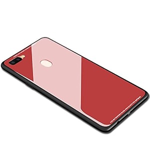 clickaway oppo a5 glass case luxurious soft edge protective tpu bumper stunning design glass back cover for oppo a5 -red ca1696 please check your phone model before buying