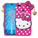ClickAway Oppo A5 Hello Kitty Back Cover, Soft Silicone Rubber Back Cover with (Heart Design) Pendant Compatible for Mobile Case Oppo A5 - Pink Hello Kitty CA1698 (Please check your phone model before buying