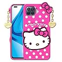 ClickAway Oppo F17 Hello Kitty Back Cover, Soft Silicone Rubber Back Cover with (Heart Design) Pendant Compatible for Mobile Case - Pink Hello Kitty (Please Check Your Phone Model Before Buying