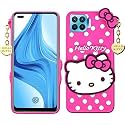 Oppo F17 Pro Hello Kitty Back Cover, Soft Silicone Rubber Back Cover with (Heart Design) Pendant Compatible for Mobile Case - Pink Hello Kitty (Please Check Your Phone Model Before Buying