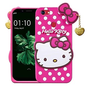 clickaway oppo f5 youth hello kitty back cover soft silicone rubber back cover with heart design pendant compatible for mobile case oppo f5 youth - pink hello kitty ca1726 please check your phone model before buying