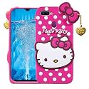 ClickAway Oppo F9 Hello Kitty Back Cover, Soft Silicone Rubber Back Cover with (Heart Design) Pendant Compatible for Mobile Case Oppo F9 - Pink Hello Kitty (Please check your phone model before buying