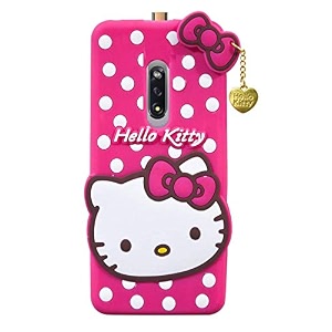 clickaway oppo k3 hello kitty back cover soft silicone rubber back cover with heart design pendant compatible for mobile case oppo k3 - pink hello kitty ca1470 please check your phone model before buying